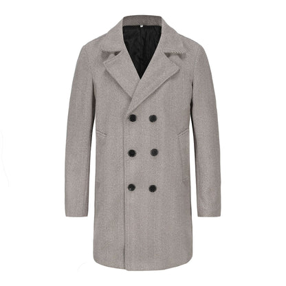 Herren Wollmantel Eleganter Doppelrevers Mantel Berlin Stil