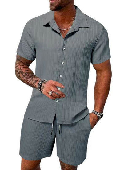 Herren Kurzarm Set Sportlich Modern Struktur