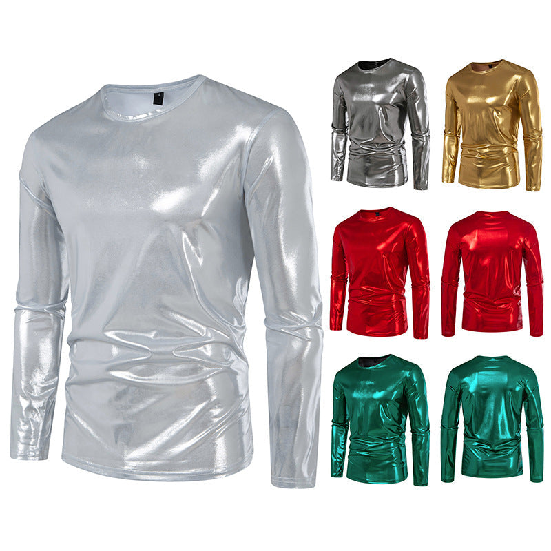 Herren Langarmshirt Glänzend Reflektierend Modern