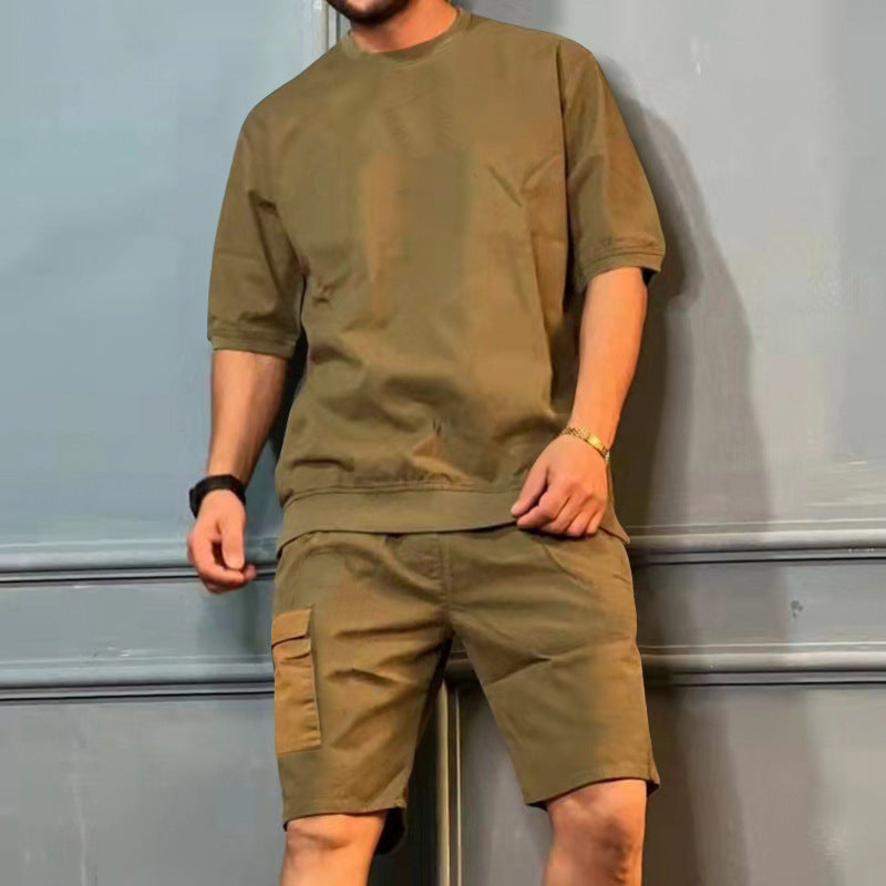 Herren Kurzarm-Shirt-Set Beuteltaschen Freizeit