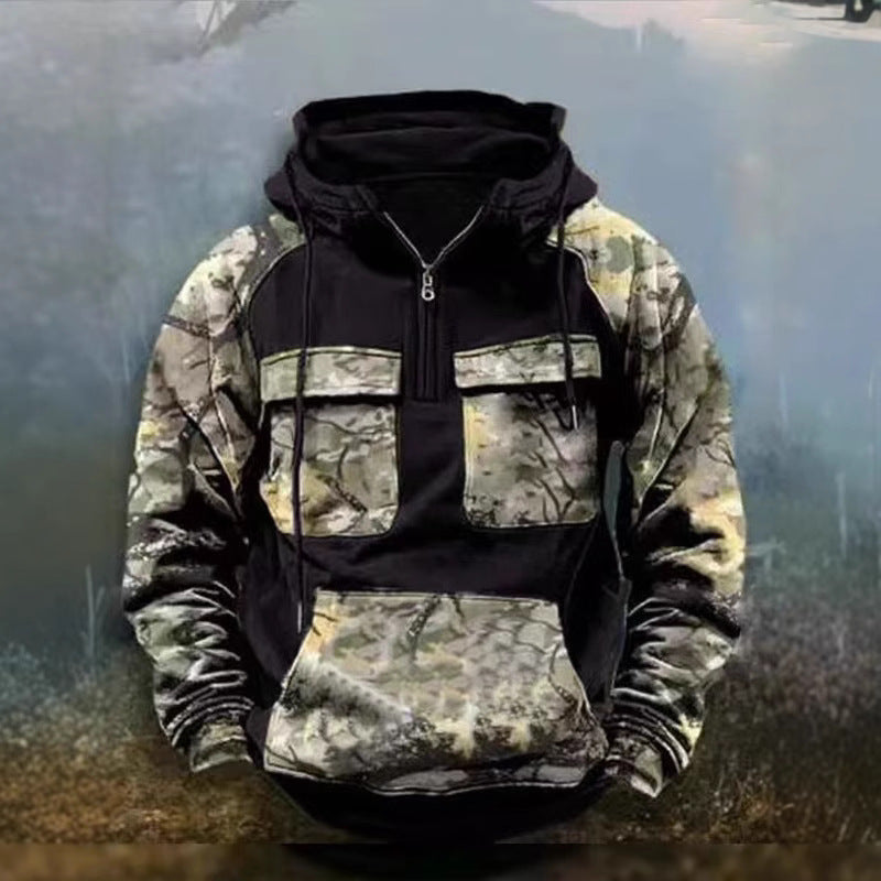 Herren Camo Kapuzenpullover Funktionsshirt Sportlich