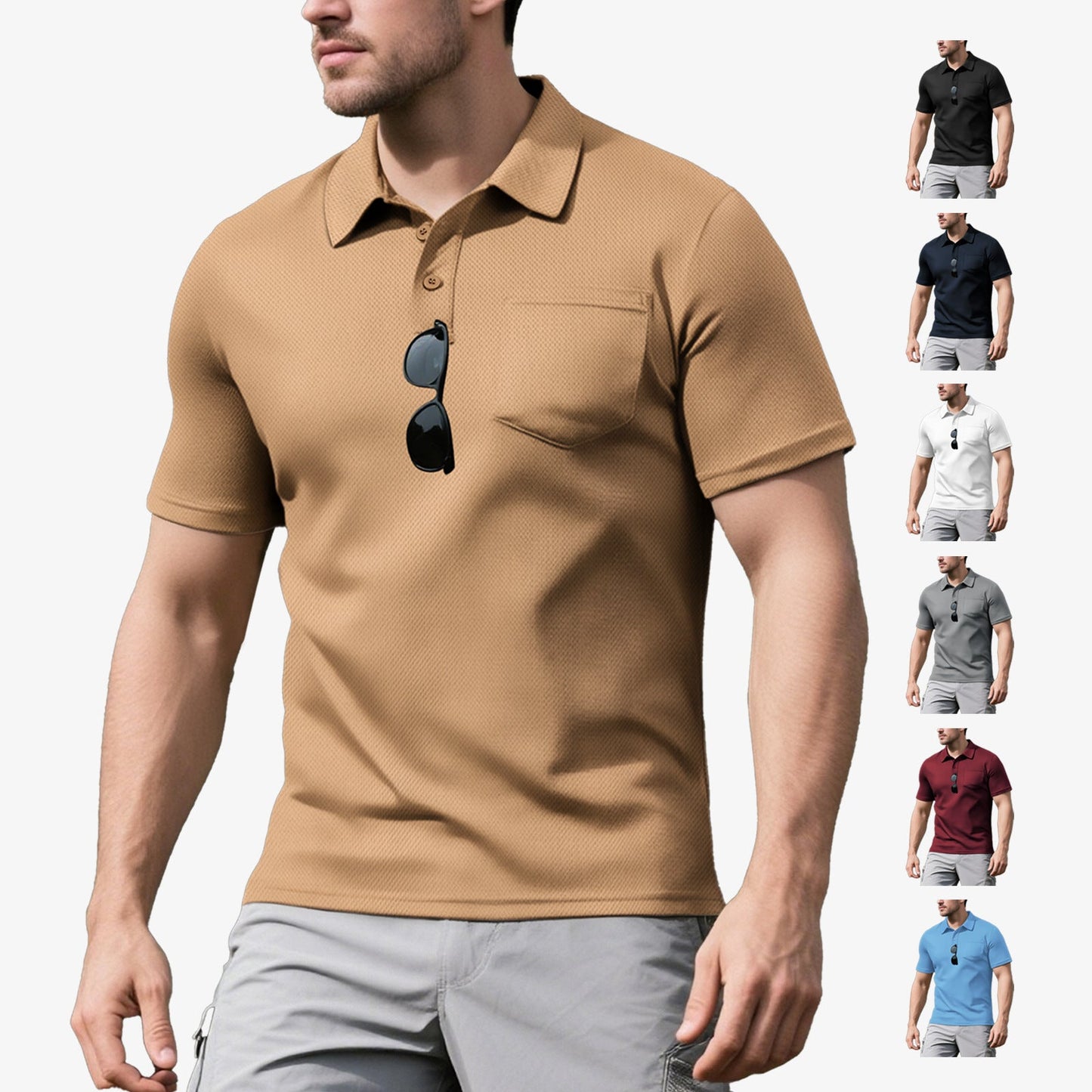 Herren Polohemd Modern mit Brusttasche und Struktur - BerlinGlamour