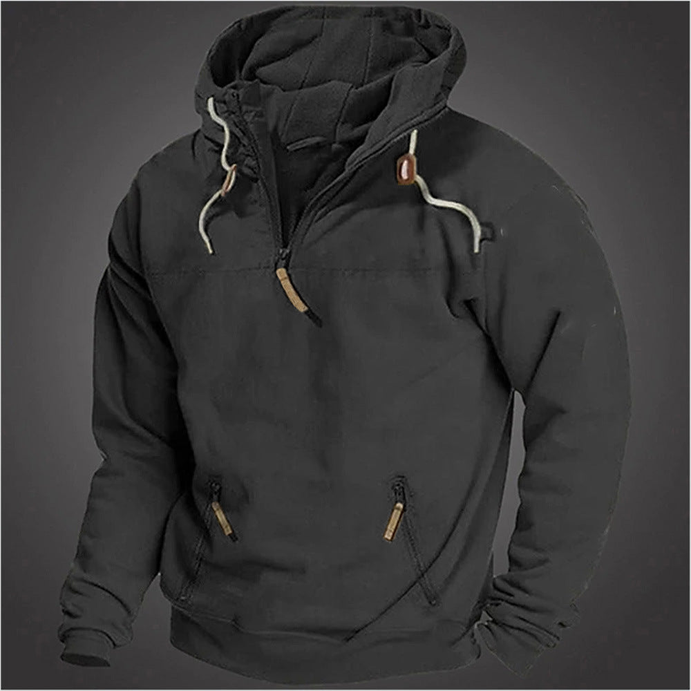 Herren Pullover Lässig Reißverschluss Kängurutasche Größe XL