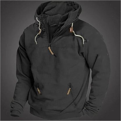 Herren Pullover Lässig Reißverschluss Kängurutasche Größe XL
