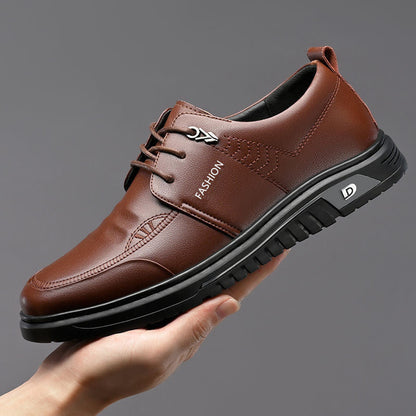 Herren Schnürschuhe Leder Elegant Rutschfest Schwarz