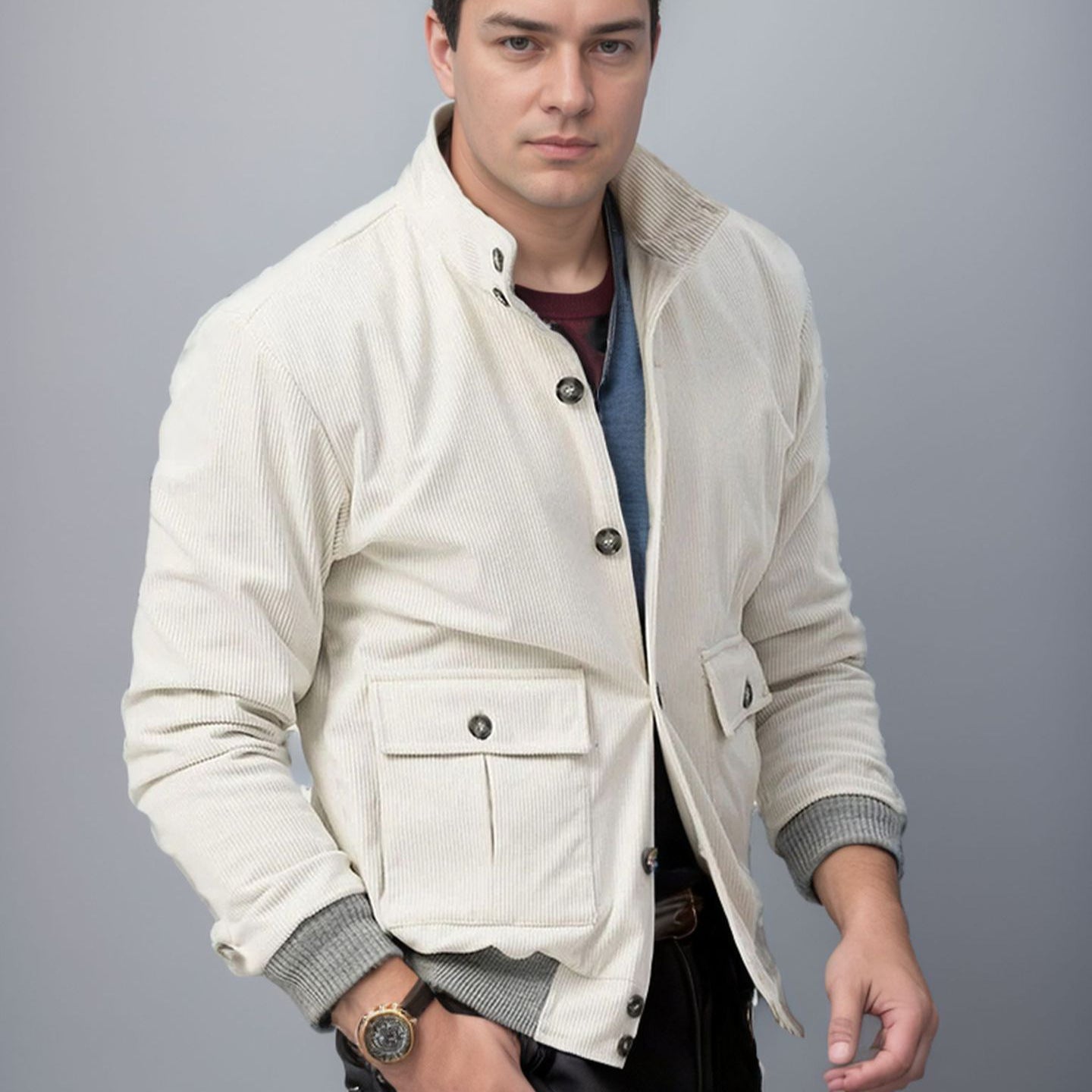 Herren Jacke Modern Baumwolljacke Mit Taschen
