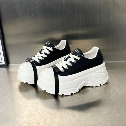 Damen Plateau Sneaker Sportlich Verstellbarer Riemen