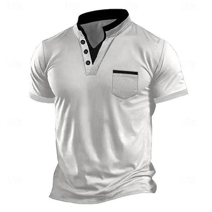 Herren Poloshirt Kurzarm mit V-Ausschnitt und Brusttasche