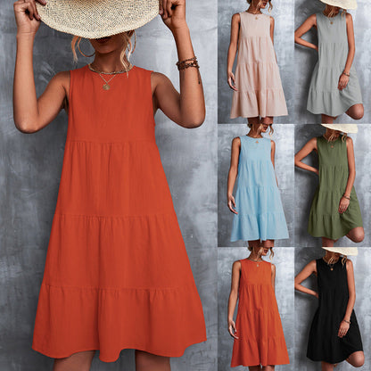 Sommerkleid Damen A-Linie Ärmellos Voluminöser Rock - BerlinGlamour