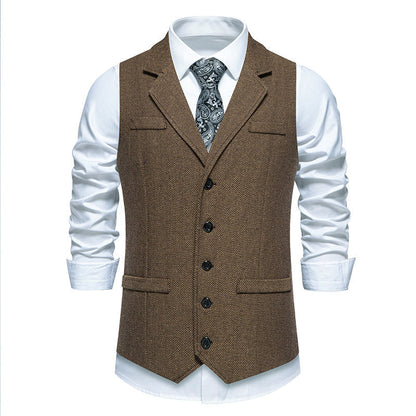 Herren elegante Tweed-Anzugweste mit praktischen aufgesetzten Taschen und klassischem Schnitt BerlinGlamour