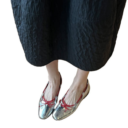 Damen Ballerinas Wildleder Schleifen Design Elegant