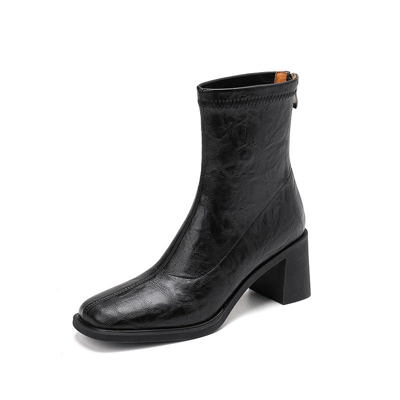 Damen Stiefeletten Hoch Hacken Elegante Blockabsatz Schuhe