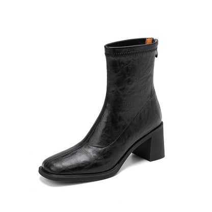 Damen Stiefeletten Hoch Hacken Elegante Blockabsatz Schuhe