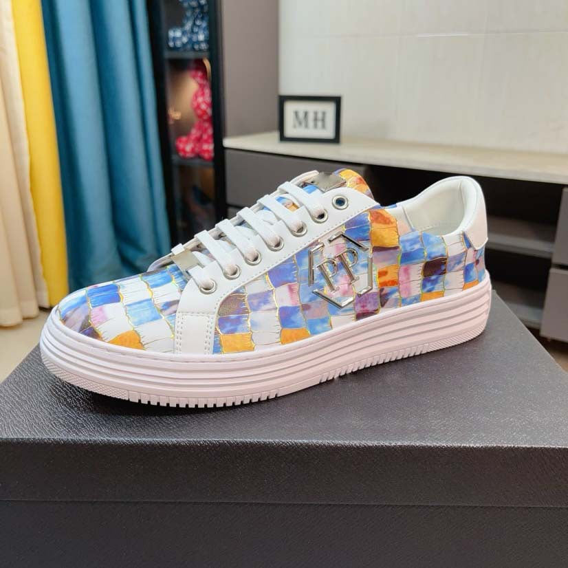 Damen Sneaker Trend Leder Krokodilmuster Schwarz