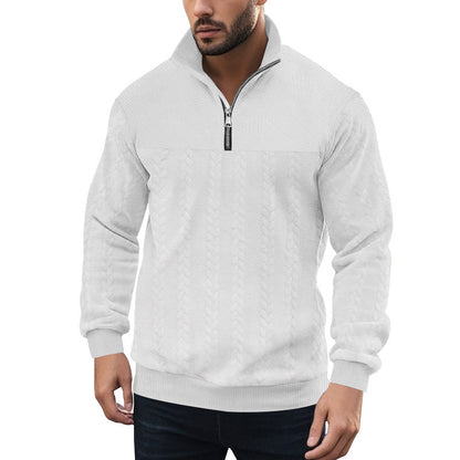 Herren Strickpullover Halbzipp Modern Strukturiert