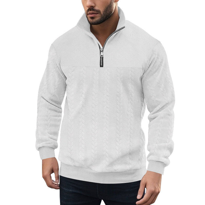 Herren Strickpullover Modern Zopfmuster Reißverschluss