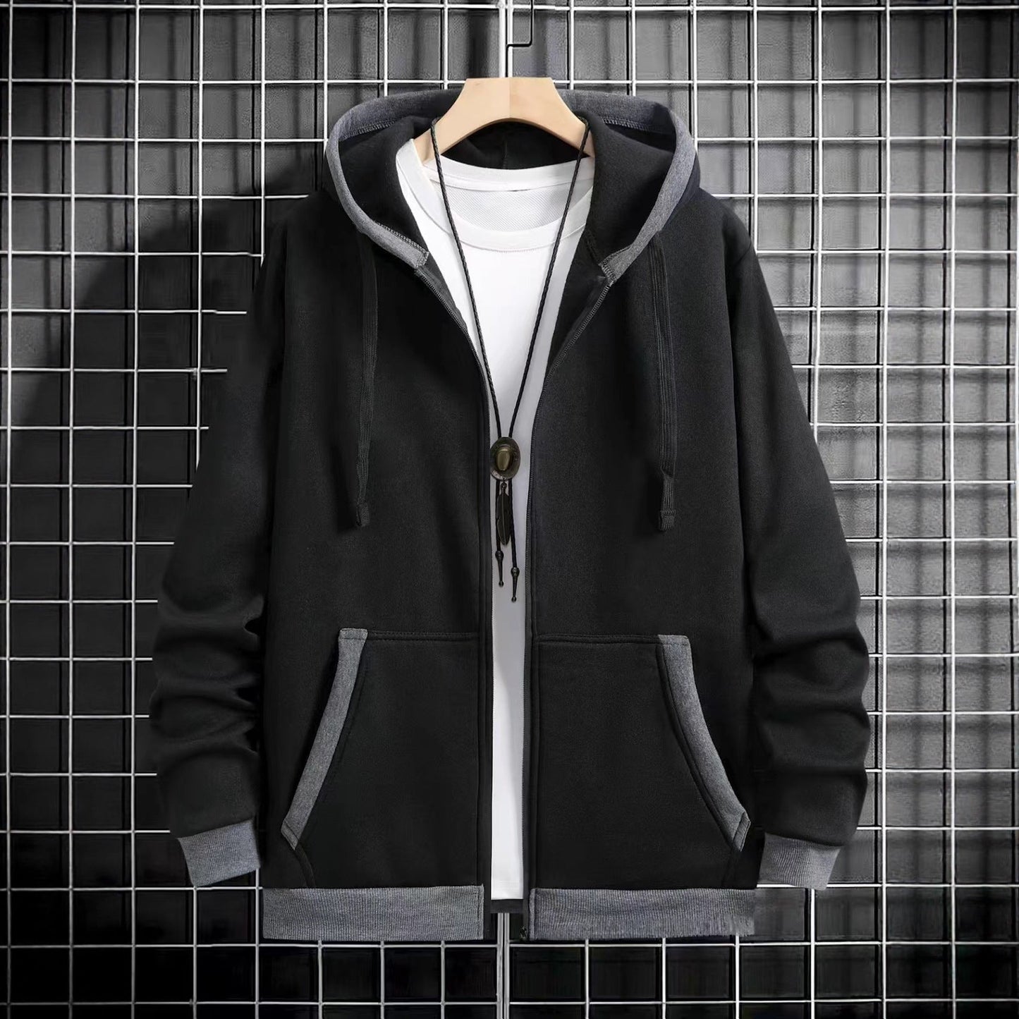 Herren Kapuzenpullover Reißverschluss mit Taschen Sportlich - BerlinGlamour