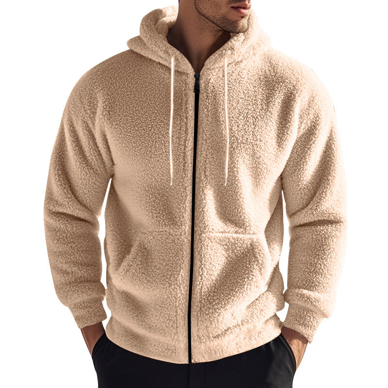 Männer Fleecejacke Kapuze Warm Kuschelig