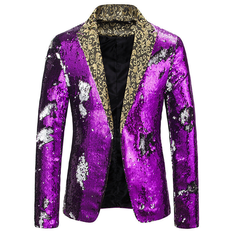 Herren Blazerjacke Glitzer Pailletten Übergröße