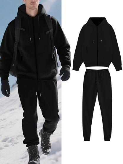 Herren Sweatanzug Bequem Thermal mit Kapuze und Taschen