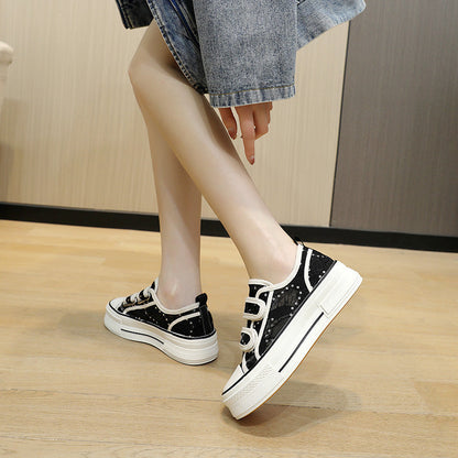 Damen Sneaker Klettverschluss Modisch Sportlich