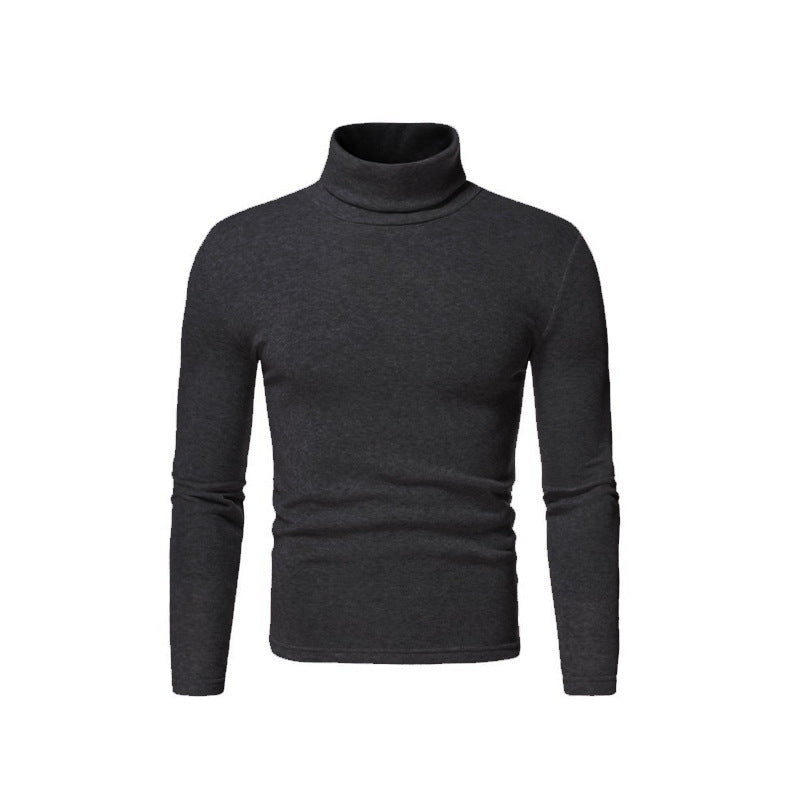 Herren Rollkragenpullover Fein Strick Modern Schwarz
