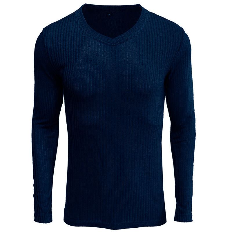 Herren Langarmshirt V-Ausschnitt Modern Elegant