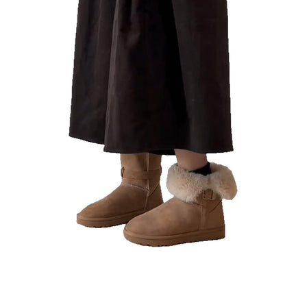 Damen Winterstiefel Warm mit weichem Kunstfellkragen und robuster Sohle