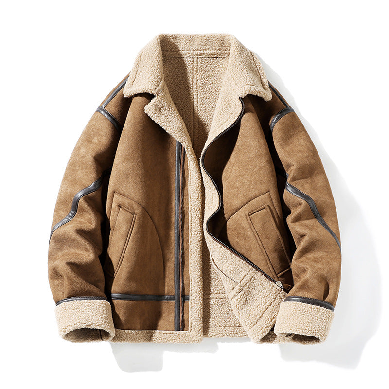 Lammfelljacke Herren Modern Überwurf Design Luxus