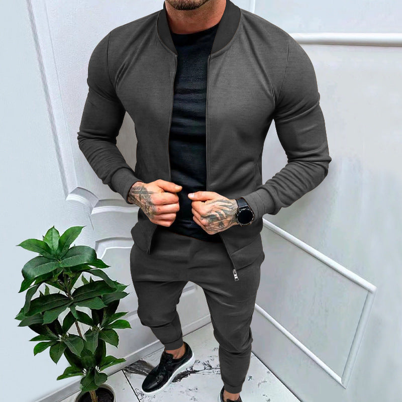 Herren Sportanzug Modern Stehkragen Reißverschlusstaschen
