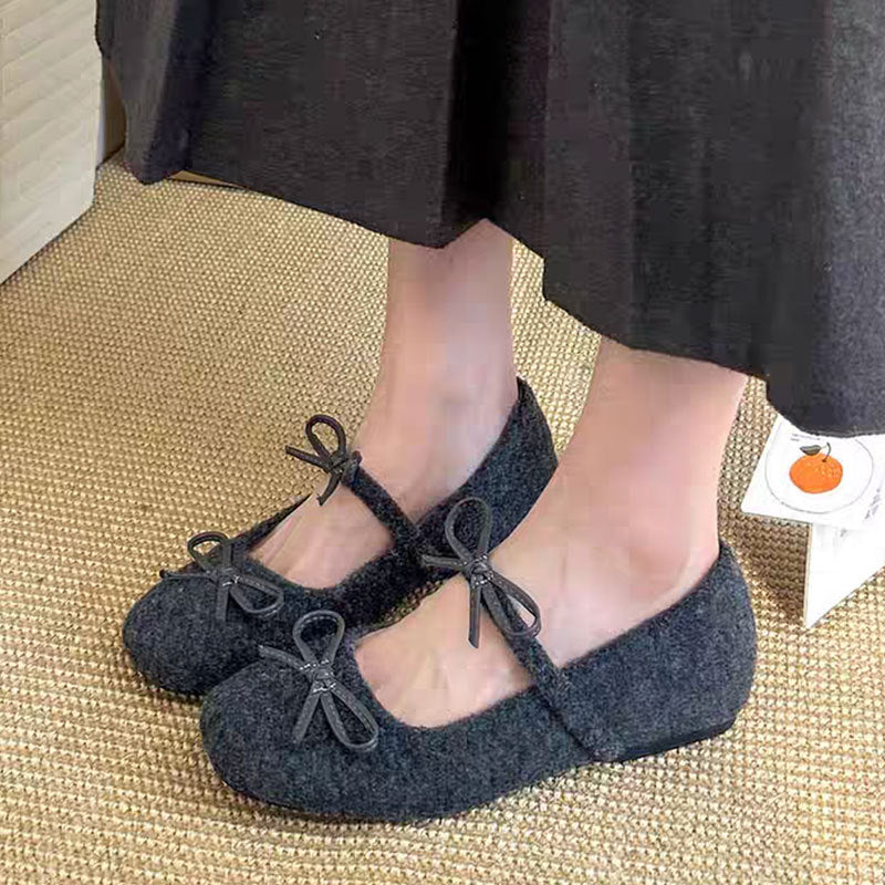 Damen Ballerinas Flauschig mit Schleifchen Weich - BerlinGlamour