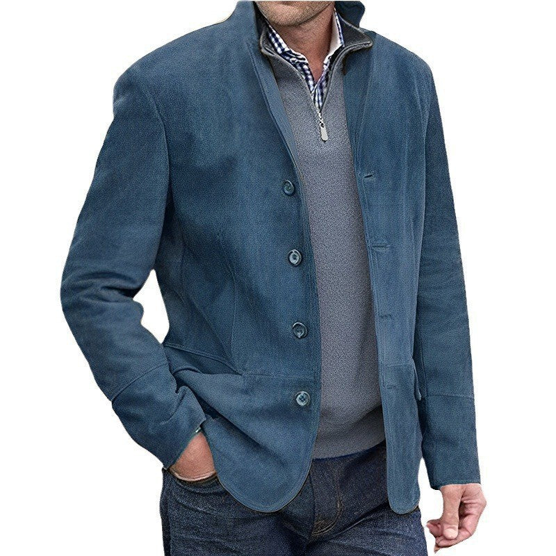 Herren Lederjacke Suede Steppjacke Knopfleiste - BerlinGlamour