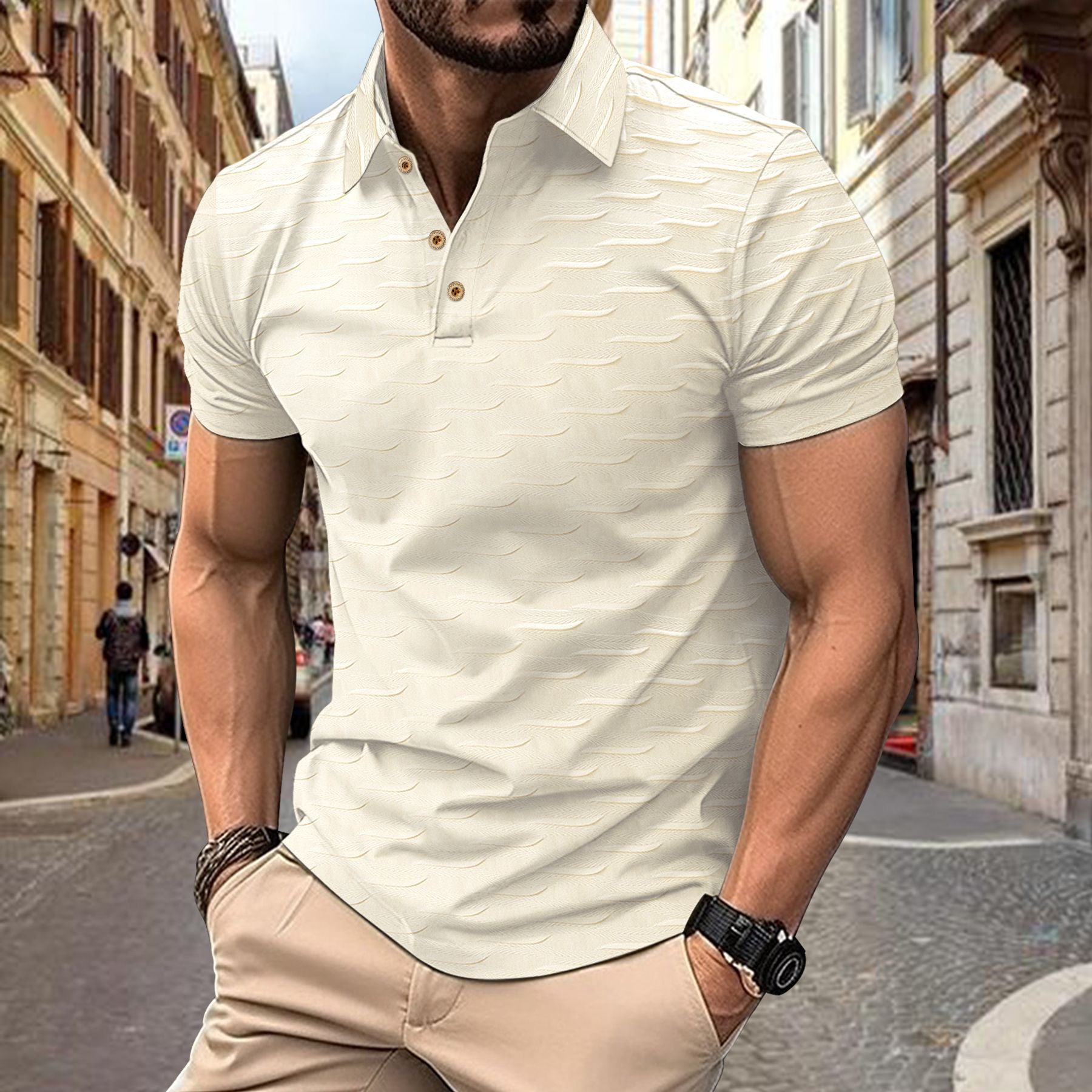 Herren Poloshirt Modern mit Struktur Optik - BerlinGlamour