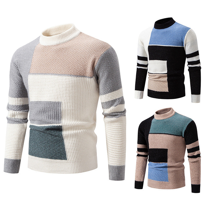 Herren Pullover Strukturiertes Farbblockdesign Modern - BerlinGlamour