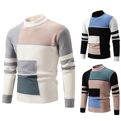 Herren Pullover Strukturiertes Farbblockdesign Modern - BerlinGlamour