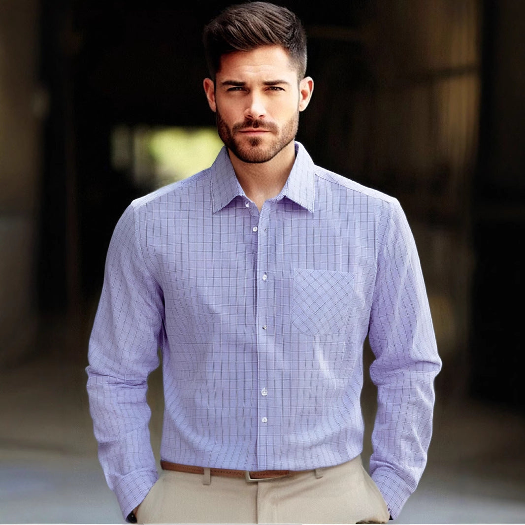 Herren Langarmhemd Karo Modern Trendy