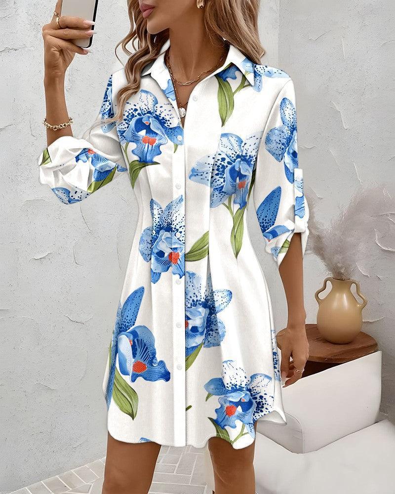 Damenkleid Blusestyle Floral Modern Komfortschnitt