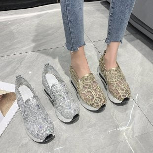 Damen Sneaker Bequem Glitzernd Atmungsaktiv