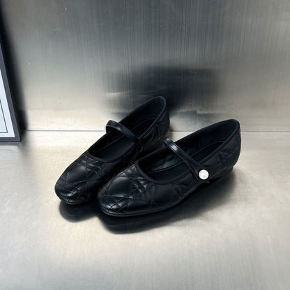 Damen Ballerinas Elegante Leder Schuhe Mit Riemen - BerlinGlamour