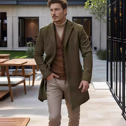 Herren Langmantel Modern Eleganter Schnitt Schwarz