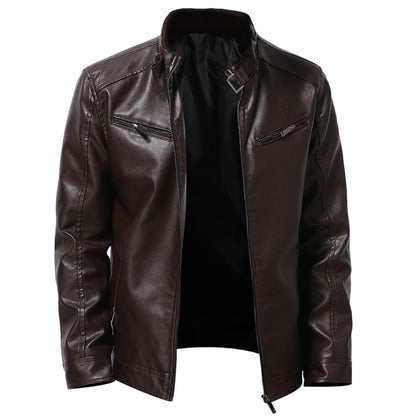 Herren Lederjacke Motorradjacke Asymmetrisch Modern