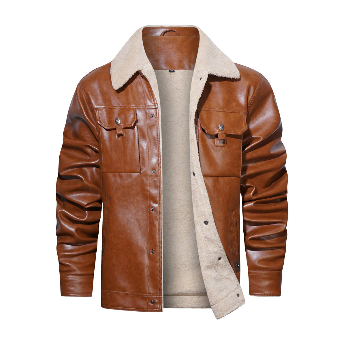 Herren Kunstlederjacke Teddyfutter Lederjacke Modern - BerlinGlamour