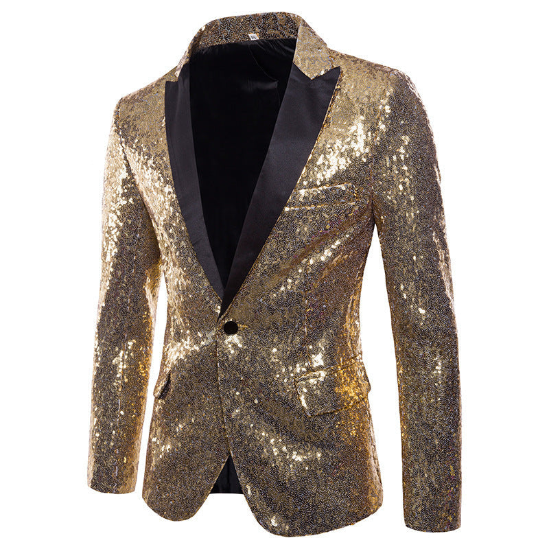 Herren Sakko Glitzernd Pailletten Anzug Jacke