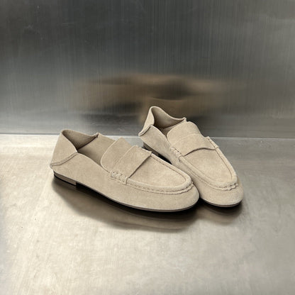 Damen Mokassins Wildleder Braun mit Dekorriemen Frauen Schuhe