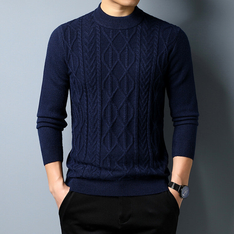 Herren Strickpullover mit Zopfmuster Grau Elegant