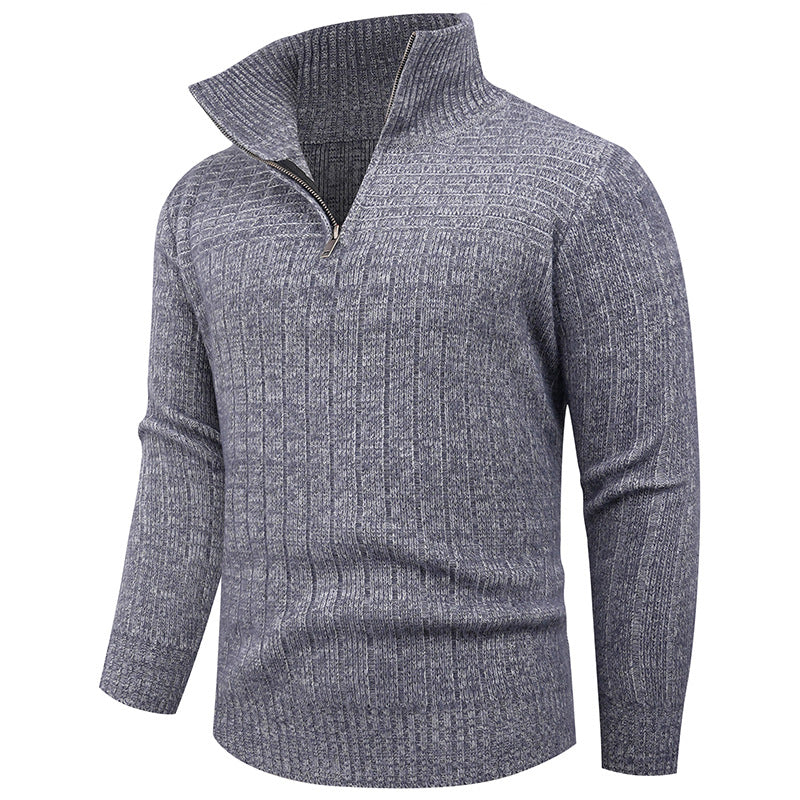 Herren Strickpullover Modern mit Reißverschluss und Rippenoptik