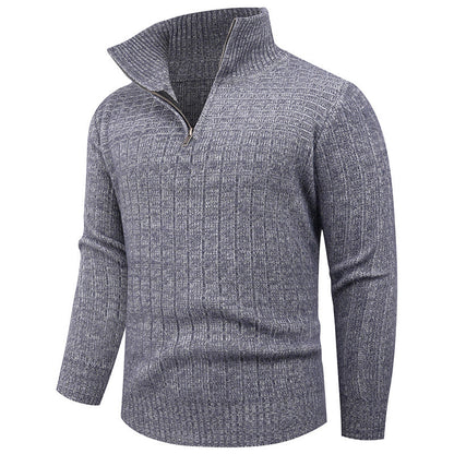 Herren Strickpullover Modern mit Reißverschluss und Rippenoptik
