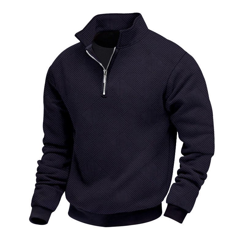 Herren Fleece Pullover Sportlich Modern Stehkragen Reißverschluss