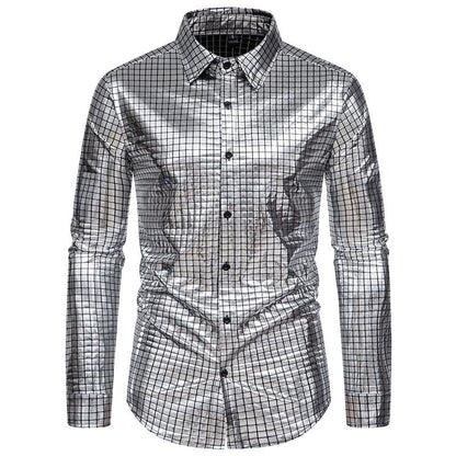 Herren Hemd Modern Quadratmuster Glänzend