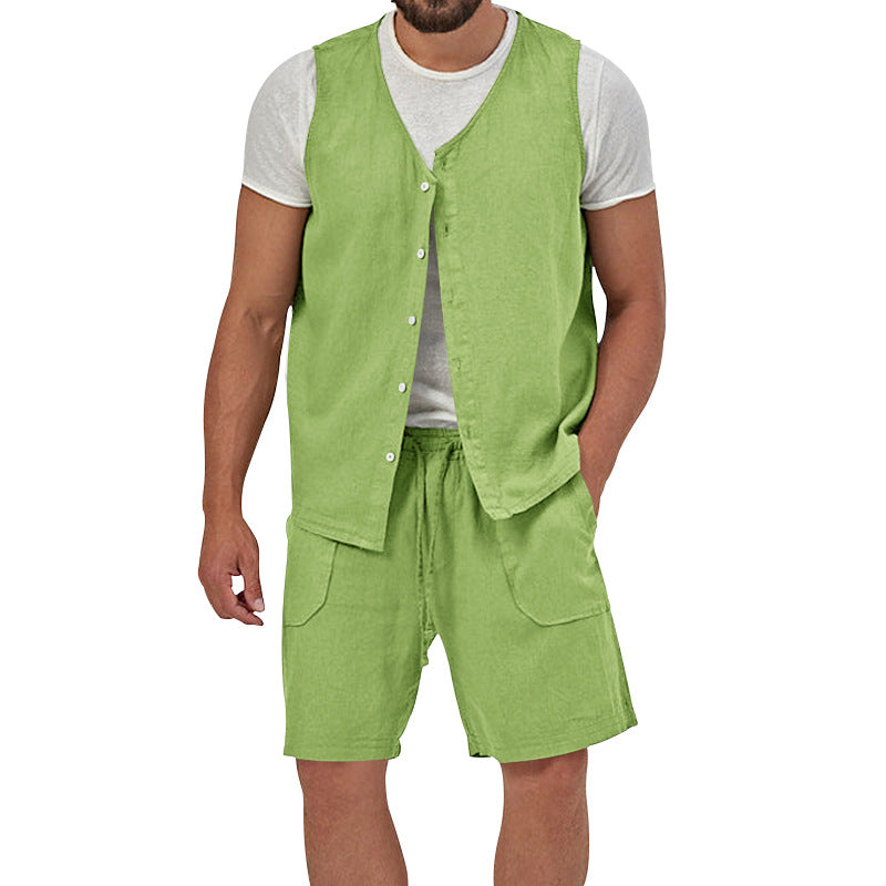 Herren Leinenanzug Lässig Elegant Sommer